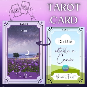 Bearbeitbare Canva Tarot Kartenvorlage, Farben ändern, Hintergrund hinzufügen, Witchy Tarot, Canva Vorlage
