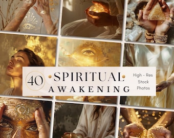 Spiritual High-Resolution Illustrations, Golden Hues, Spiritual Content PNG, Stock Images For Social Media, Digital Product, Image Bundle