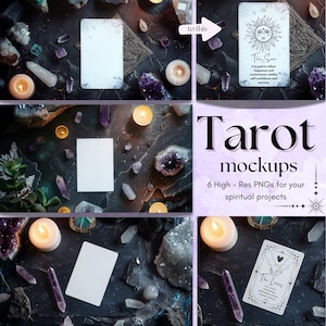 Images de maquette de tarot, Maquettes PNG haute résolution, Cartes de tarot vierges, Idéal pour partager, Cartes de tarot numériques