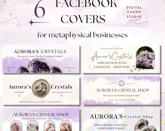Metaphysical Shop Facebook Cover Templates: Spiritual Banners (Canva Editable, Digital Download)