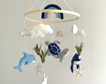 Ocean baby mobile nursery decoration, nautical gift for baby shower