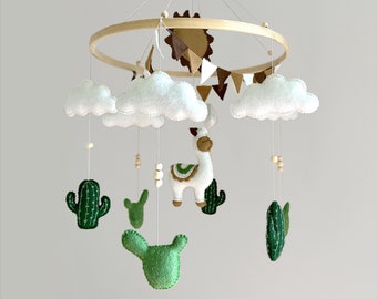 Llama baby crib mobile, nursery felt decoration, baby shower gift