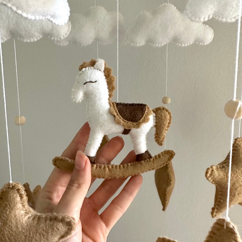 Rocking Horse Baby Mobile Decoration, Baby Shower Gift With Neutral ...