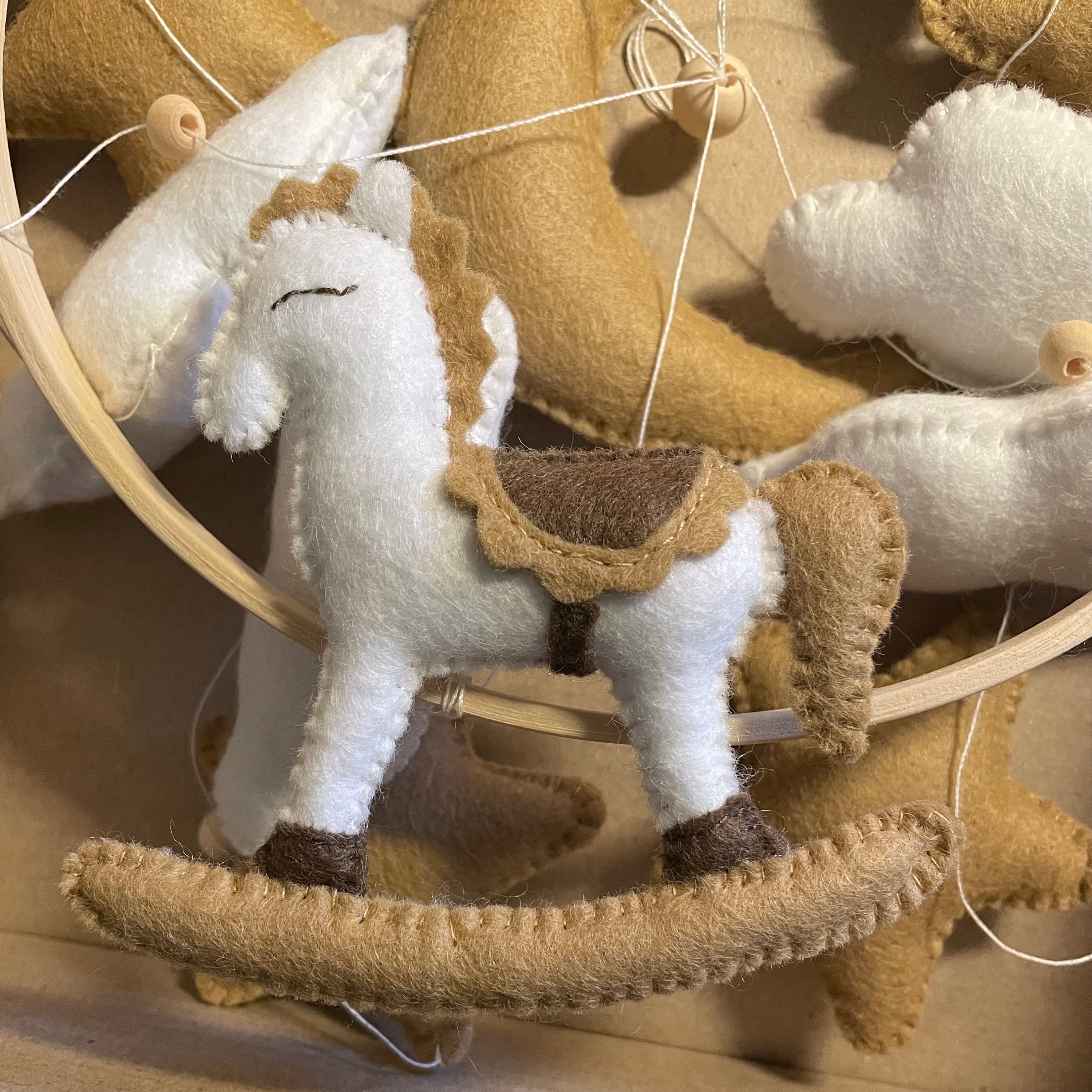 Rocking Horse Baby Mobile Decoration, Baby Shower Gift With Neutral ...