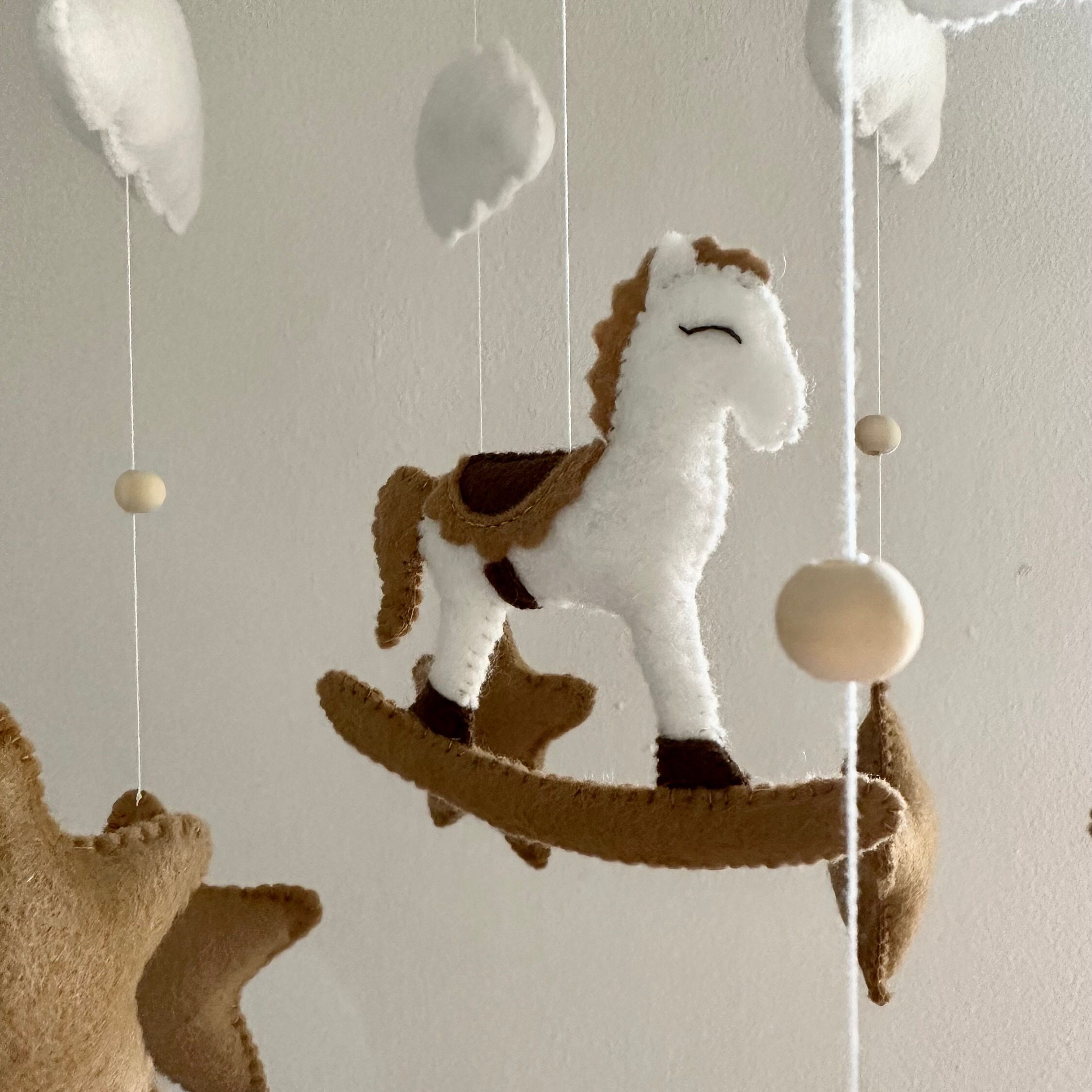 Rocking Horse Baby Mobile Decoration, Baby Shower Gift With Neutral ...