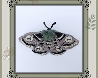 Emperor Moth Crochet Pattern - PDF Tutorial Digital Download - Insect Animal Butterfly Brooch Pin