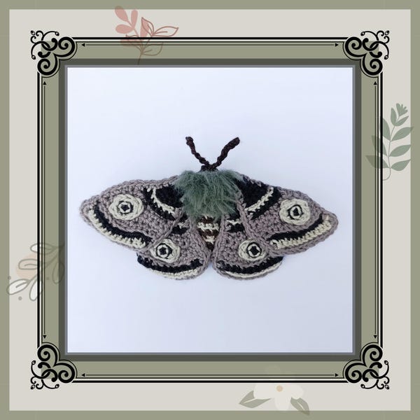 Emperor Moth Crochet Pattern - PDF Tutorial Digital Download - Insect Animal Butterfly Brooch Pin