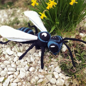 PDF Crochet Pattern - Night Wasp - Realistic Insect Animal Plush