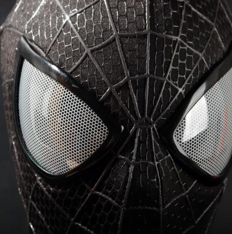 Máscara negra de Amazing Spiderman, máscara de cosplay de Amazing Spiderman 2 con careta y lentes, máscara usable imagen 3