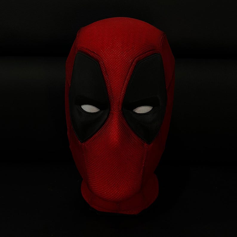 Anpassad Deadpool-kostym Cosplay-mask med skärmtyg och magnetiska linser, bärbar filmrekvisita bild 3