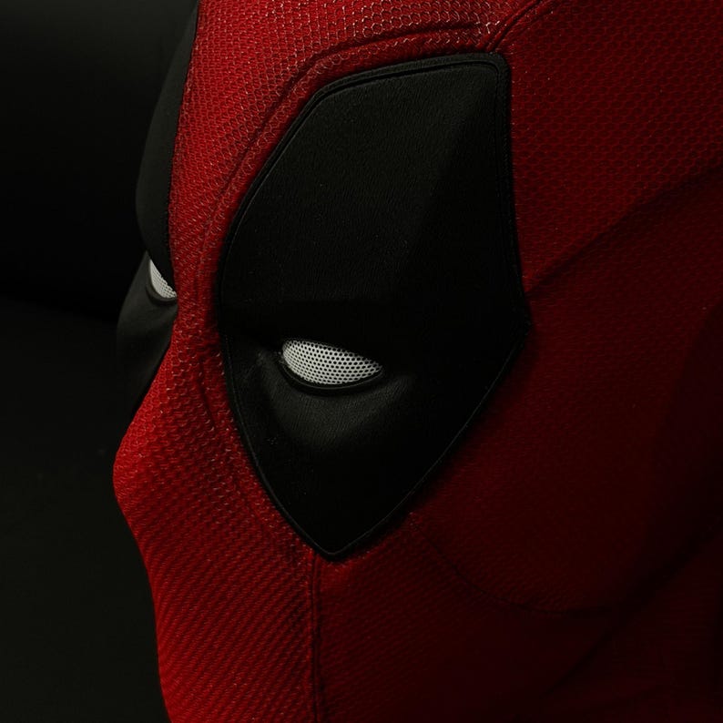 Anpassad Deadpool-kostym Cosplay-mask med skärmtyg och magnetiska linser, bärbar filmrekvisita bild 5