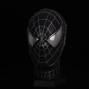 Black Spiderman Mask,Tobey Maguire Spiderman Mask with Faceshell lenses,Wearable mask