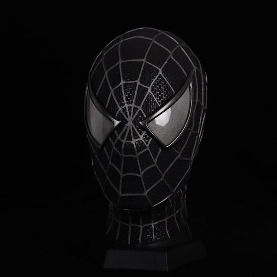 ブラックスパイダーマンマスク、フェイスシェルレンズ付きトビー