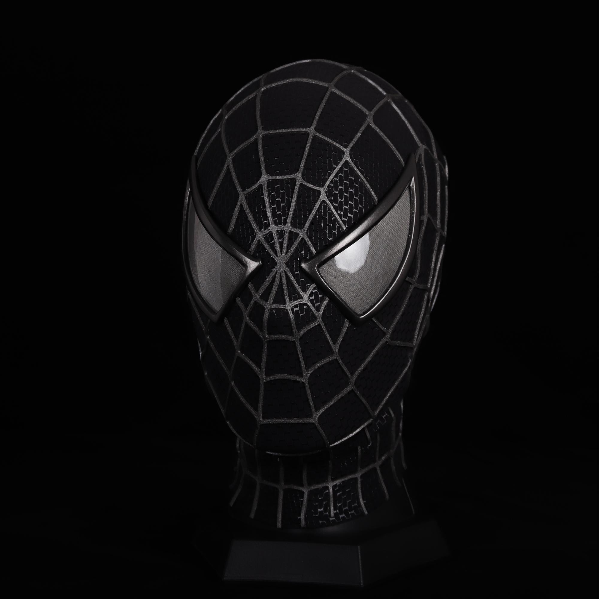 ブラックスパイダーマンマスク、フェイスシェルレンズ付きトビー