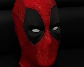 Custom Deadpool Costume Cosplay Mask with Screen fabric and Magnetic Lenses, Wearable Movie Prop