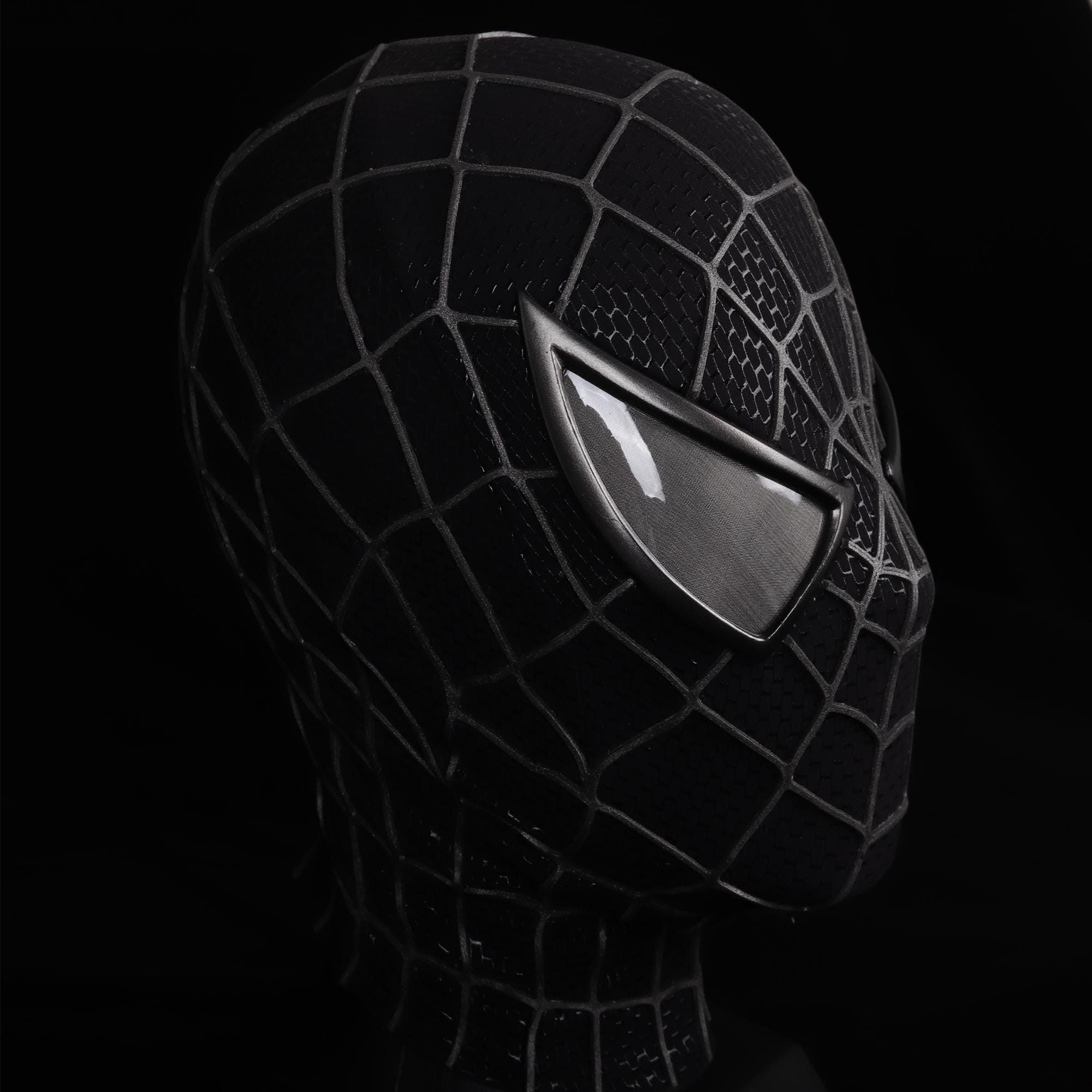 ブラックスパイダーマンマスク、フェイスシェルレンズ付きトビー