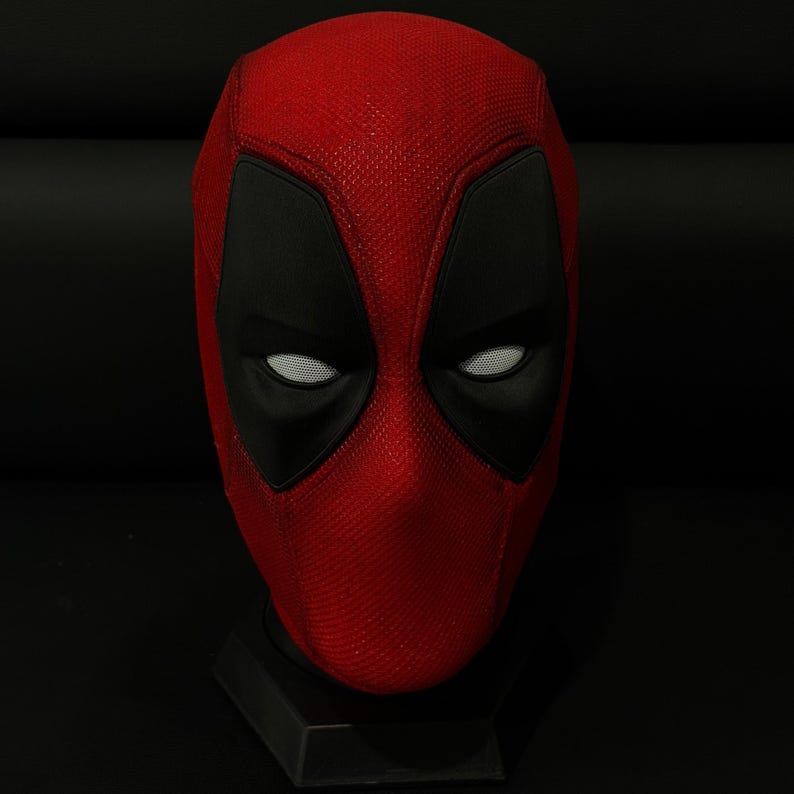 Anpassad Deadpool-kostym Cosplay-mask med skärmtyg och magnetiska linser, bärbar filmrekvisita bild 4