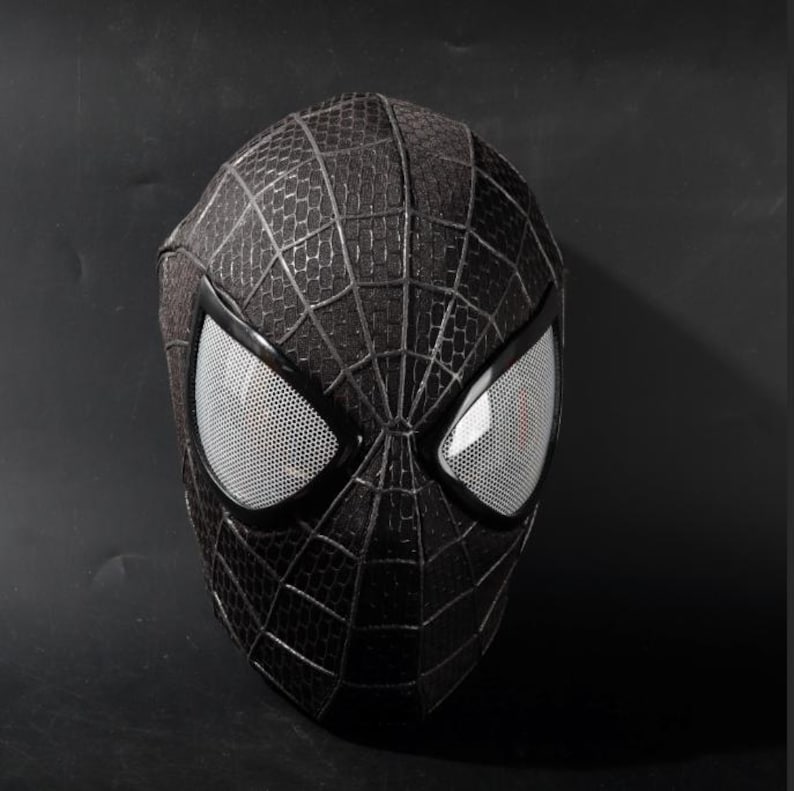 Máscara negra de Amazing Spiderman, máscara de cosplay de Amazing Spiderman 2 con careta y lentes, máscara usable imagen 5