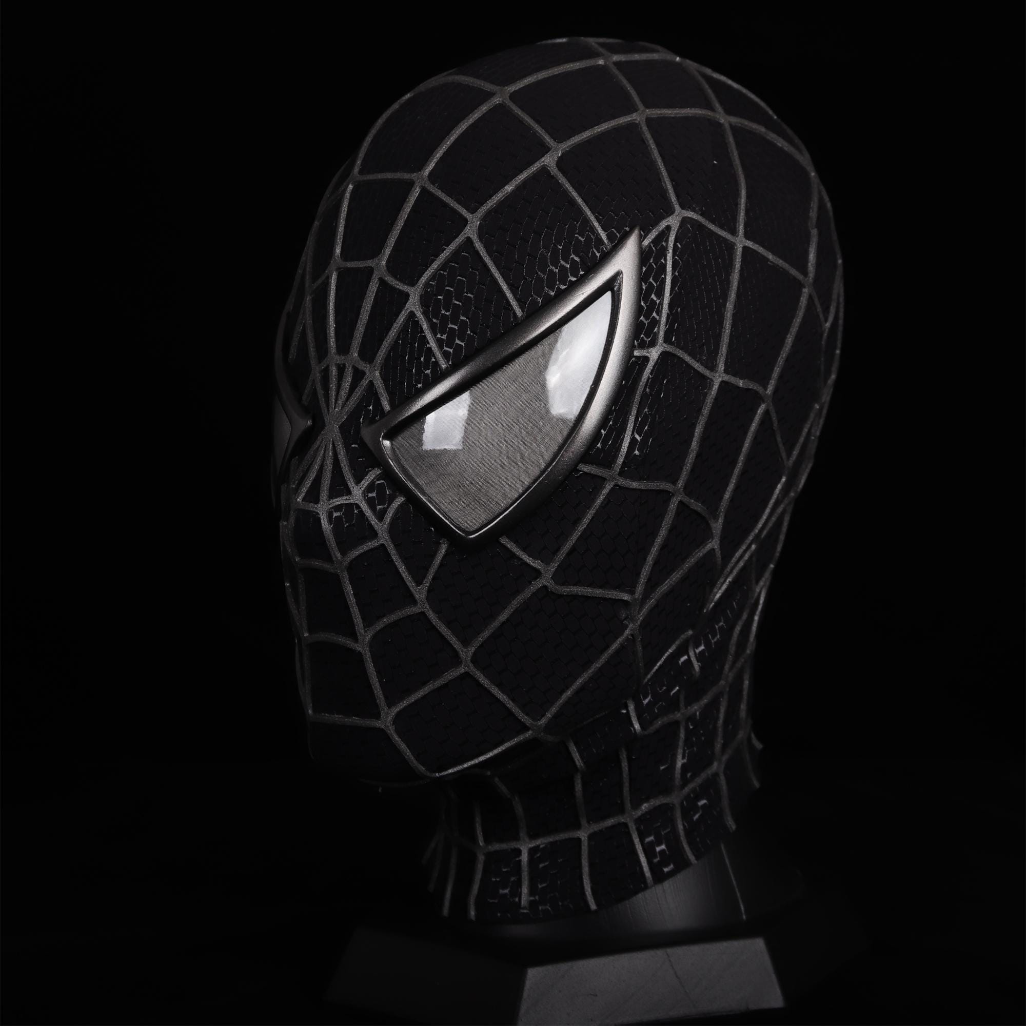 ブラックスパイダーマンマスク、フェイスシェルレンズ付きトビー
