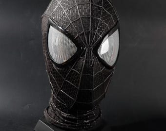 Máscara negra de Amazing Spiderman, máscara de cosplay de Amazing Spiderman 2 con careta y lentes, máscara usable