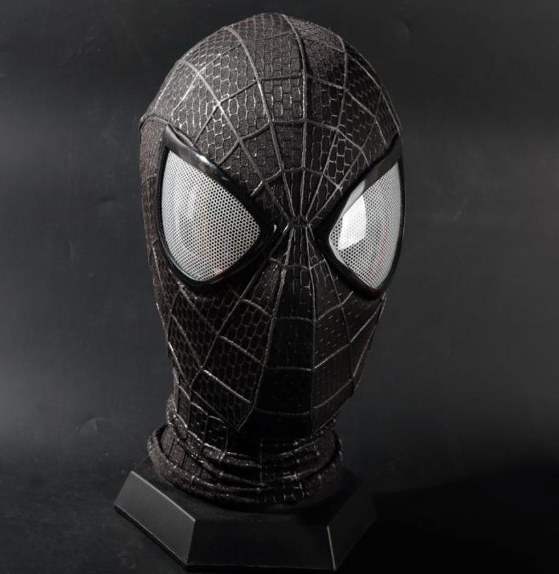 Máscara negra de Amazing Spiderman, máscara de cosplay de Amazing Spiderman 2 con careta y lentes, máscara usable imagen 1