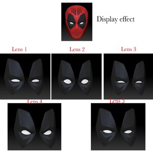 Anpassad Deadpool-kostym Cosplay-mask med skärmtyg och magnetiska linser, bärbar filmrekvisita bild 7