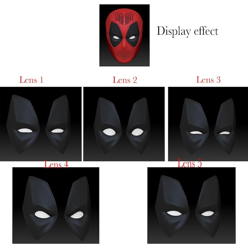 Anpassad Deadpool-kostym Cosplay-mask med skärmtyg och magnetiska linser, bärbar filmrekvisita bild 7