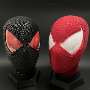 Customized Ben Reily Scarlet Spiderman Mask,with Faceshell and Lenses,Cosplay Mask,Wearable mask