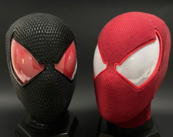 Customized Ben Reily Scarlet Spiderman Mask,with Faceshell and Lenses,Cosplay Mask,Wearable mask