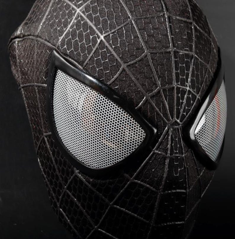 Máscara negra de Amazing Spiderman, máscara de cosplay de Amazing Spiderman 2 con careta y lentes, máscara usable imagen 2