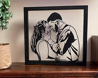 Arte personalizada impressa em 3D, presente personalizado para o Dia dos Namorados, transformação de foto em arte 3D, ideal para casamentos, noivados, aniversários e homenagens a pessoas queridas.