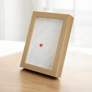 Plan de la ville personnalisé imprimé en 3D dans un cadre | Cadeau unique avec emplacement coeur | Petit