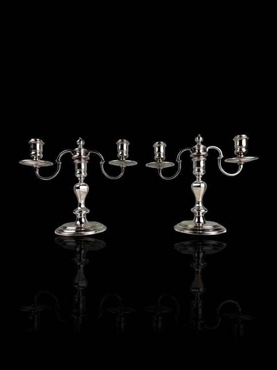 Pair of Silver Plate Candelabras or Candlestick holders. Garrard & Co. English.