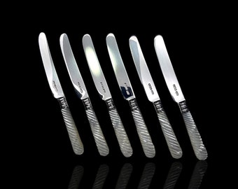 Antique Mother of Pearl Sterling Silver Knives: 1917, ames Dixon & Sons, England.