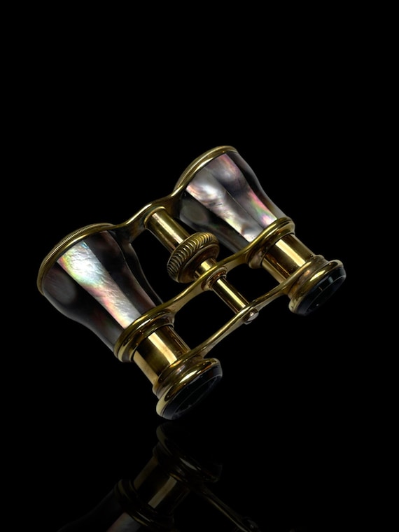 Rare Black Mother of Pearl Opera Glasses: Likely by Jacques Lemaire, Paris - Working Condition