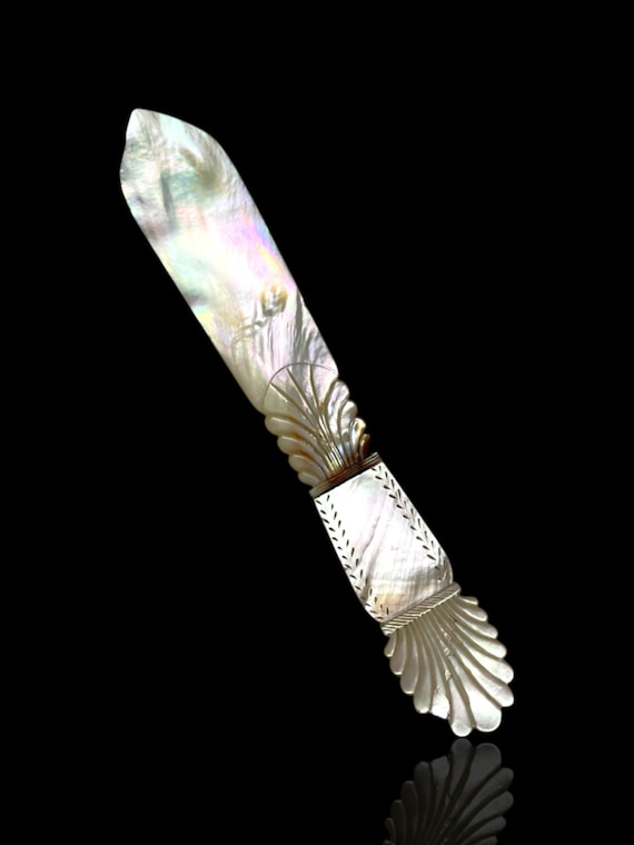 Antique Large Mother of Pearl Letter Opener. With Presentation Case.