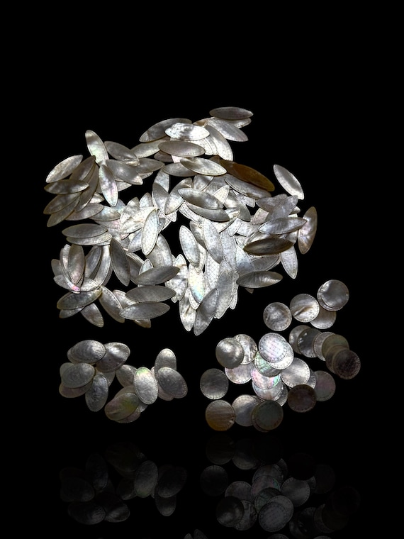 187pc Antique Mother of Pearl Gaming Counter Set: 18th-19th Century.