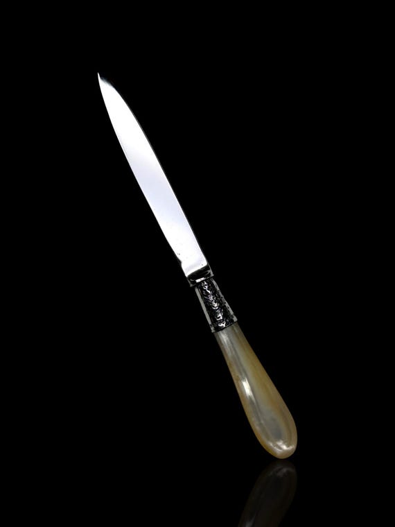Victorian Sterling Silver Letter Opener. Mother of Pearl Handle: Thomas Bradbury & Sons