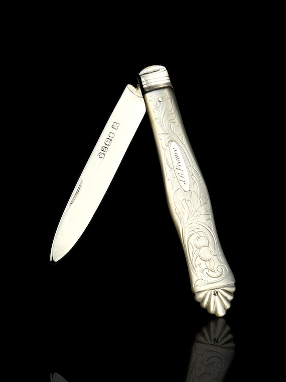 Antique Pocket Knife. 1876, Mother of Pearl and Sterling Silver.