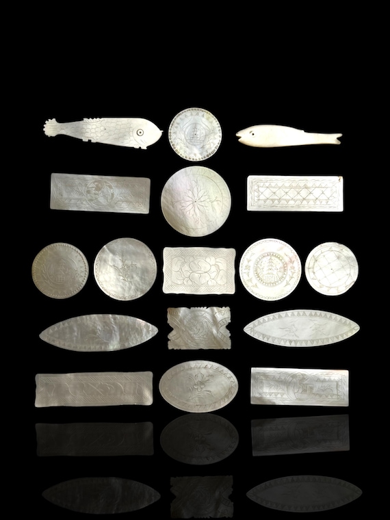 Antique Mother of Pearl Gaming Counters. 18-19th Century.