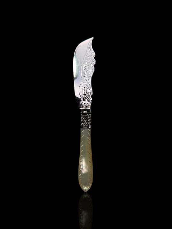 Antique Butter Knife: 1868, Sterling Silver and Mother of Pearl. George Unite.