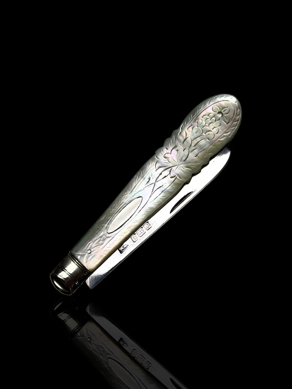 Antique Pocket Knife: 1905, Sterling Silver and Mother of Pearl, Thomas Marpels, England