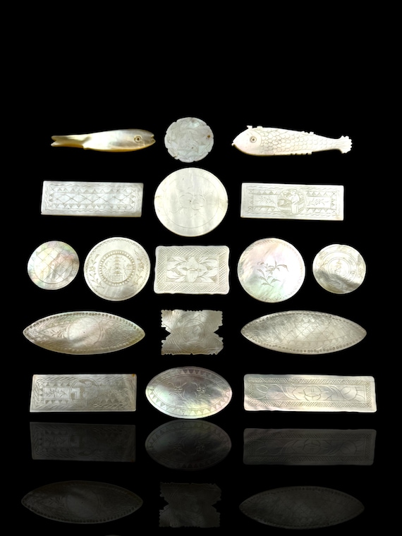 Antique Mother of Pearl Gaming Counters. 18-19th Century.
