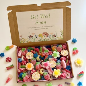 GET GUT BALD Personalisierte Pick n Mix Sweet Box - Denken an Sie - Krankheit Genesung Pflege Geschenk - Krankenhaus Besuch Geschenk Senden Liebe Sweet Box