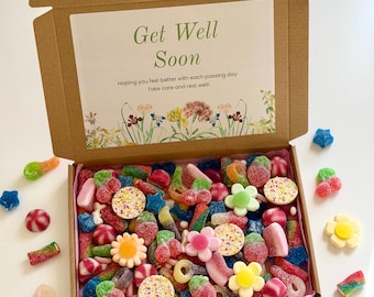 GET WELL SOON Personalised Pick n Mix Sweet Box -Thinking of You-Illness Recovery Care Gift- Hospital Visit Gift-Sending Love Sweet Box