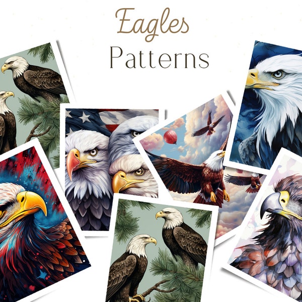 Seamless Eagle Elegance, Ideal for Home Decor and Fashion Creations, Captivating Pattern Featuring Majestic Birds in a Striking Design