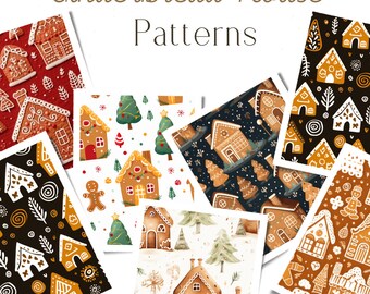 Whimsical Gingerbread House Extravaganza, A Sweet and Cozy Seamless Pattern for Holiday Delights, Perfect for Festive Crafts, Decor