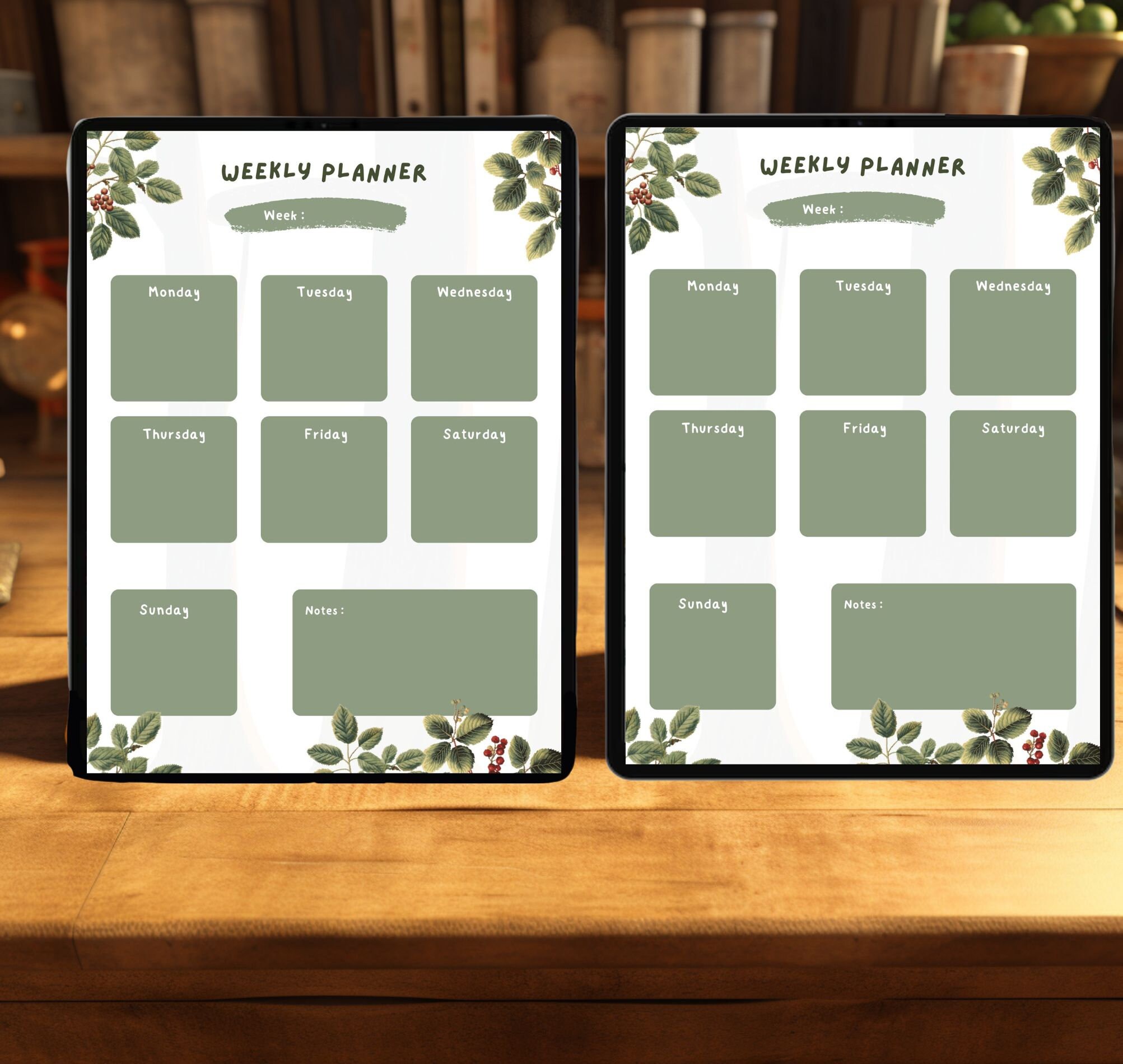 Green Floral Weekly Planner Stay Organized and Adorably Stylish, Themed ...