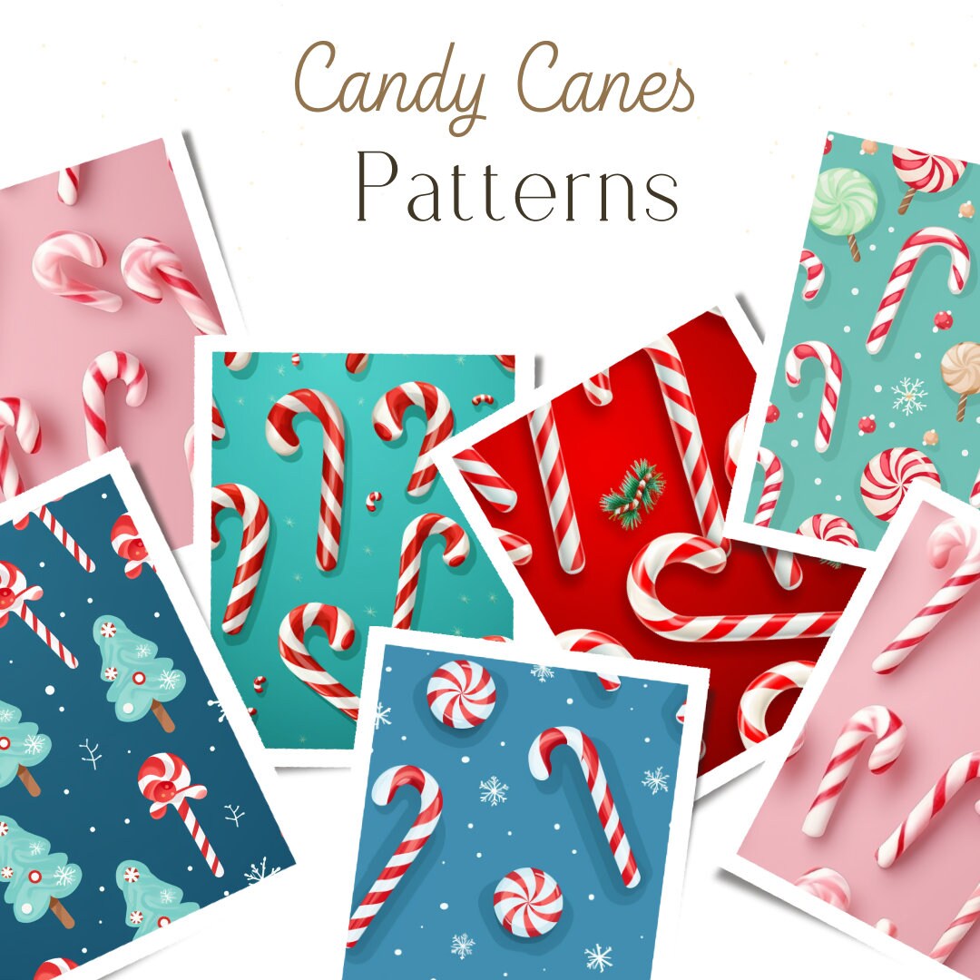 Candy Canes Seamless Patterns Collection, Add Sweetness to Your Holiday ...