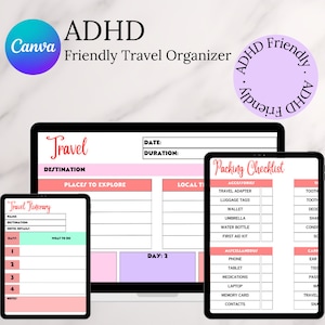Ultimate ADHD Friendly Travel Organizer, Stay Organized, Stress Free on Your Journeys with our Comprehensive Travel Planning Tool